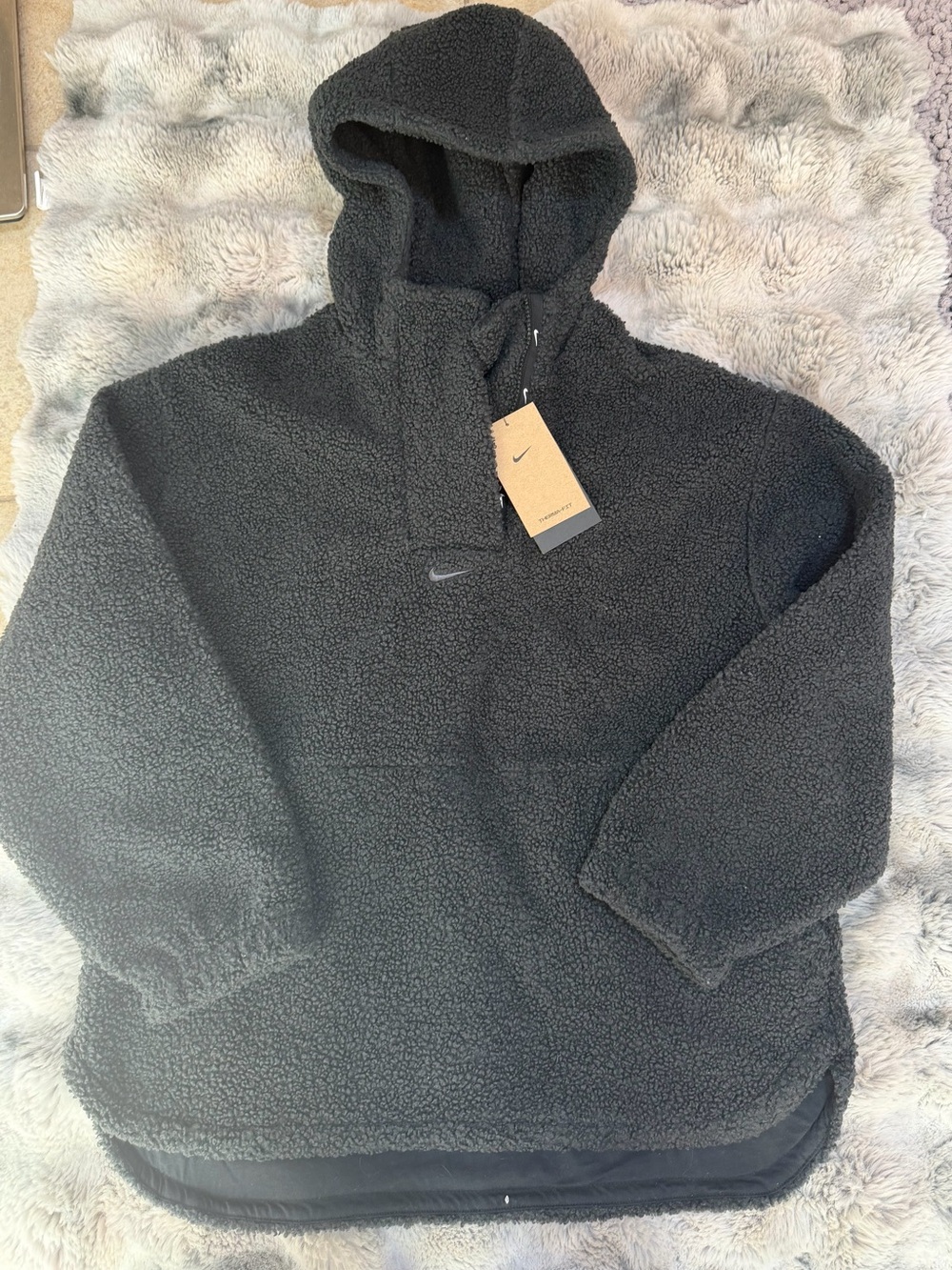 Nike Black Sherpa Fleece Crewneck Hoodie